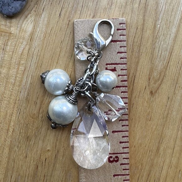 Charms 3" Set of 2 Multicolor Mixed Stones Faux Pearl Crystal Beads Purse Bags - Picture 4 of 5